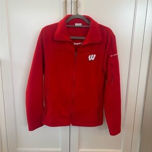 Columbia Women's Vibrant Red Fleece Jacket - University of Wisconsin- size large